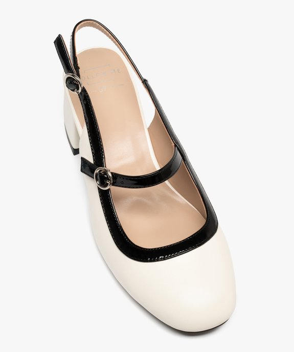 Ballerine sling-back bicolore à large talon femme vue6 - FOLLOW ME - GEMO