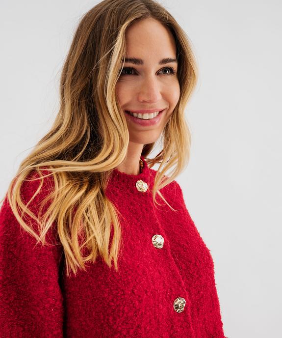 Gilet en maille bouclette avec boutons fantaisie femme  - GEMO(FEMME PAP) Gilet en maille bouclette avec boutons fantaisie femme  vue4 - GEMO(FEMME PAP) - GEMO