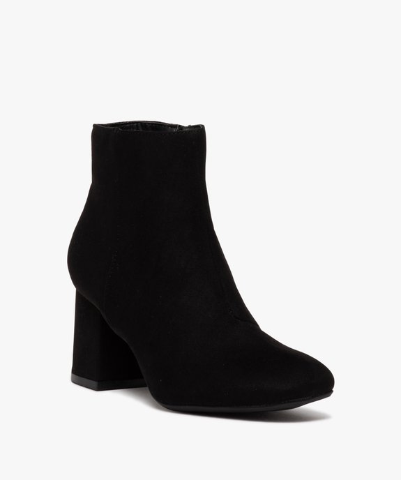 Boots femme à talon carré en velours uni et à zip vue2 - GEMO 4G FEMME - GEMO