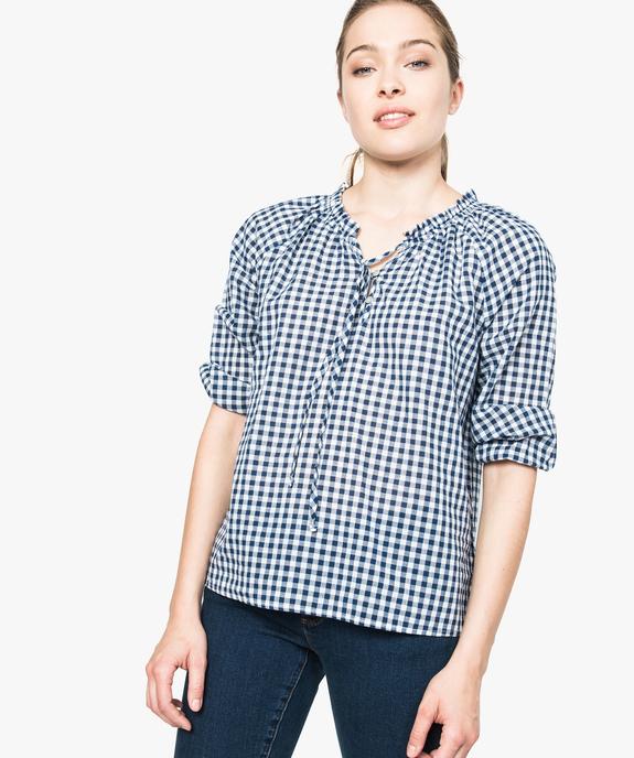Blouse en coton fin imprimé vichy vue1 - GEMO (CASUAL) - GEMO