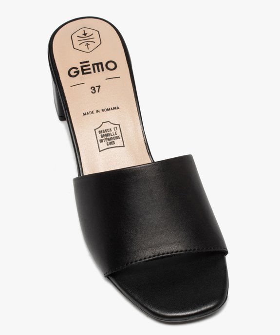 Mules femme à talon carré dessus cuir uni vue5 - GEMO(URBAIN) - GEMO