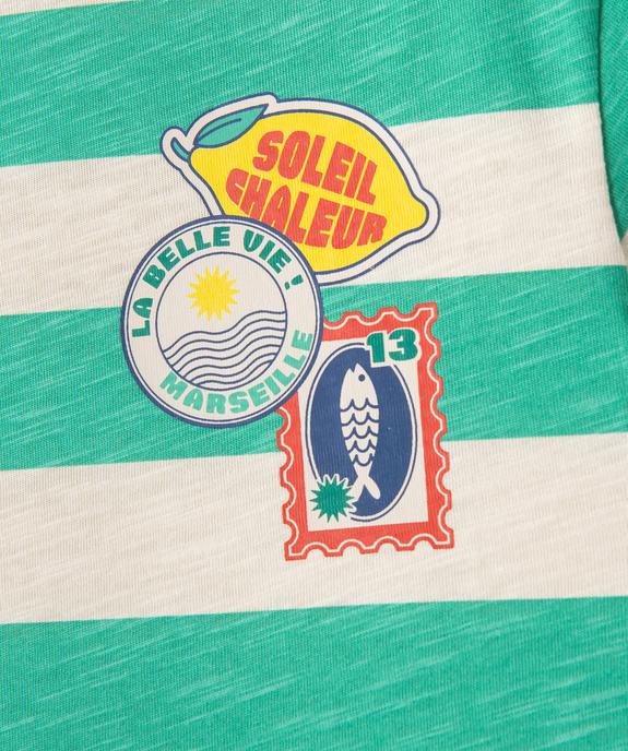 Tee-shirt manches courtes à rayures et motif garçon vue2 - GEMO 4G GARCON - GEMO