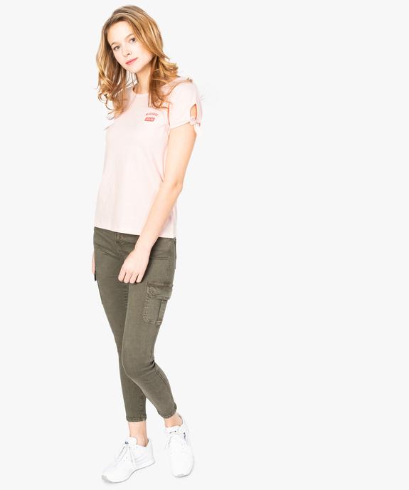 Pantalon femme cargo coupe skinny en coton stretch vue5 - FOLLOW ME - GEMO
