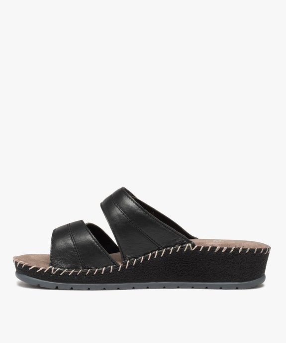 Mules femme confort à brides ajustables en cuir vue3 - GEMO (CONFORT) - GEMO