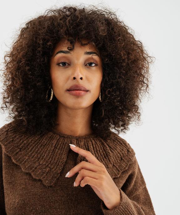 Pull à grand col fantaisie ajouré femme vue2 - GEMO(FEMME PAP) - GEMO