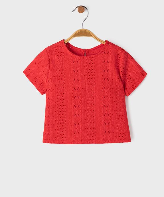 Tee-shirt manches courtes en maille ajourée bébé fille vue1 - GEMO(BEBE DEBT) - GEMO