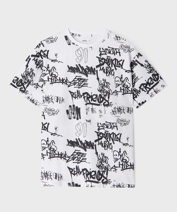 Tee-shirt manches courtes à motifs graffitis garçon vue1 - GEMO (JUNIOR) - GEMO
