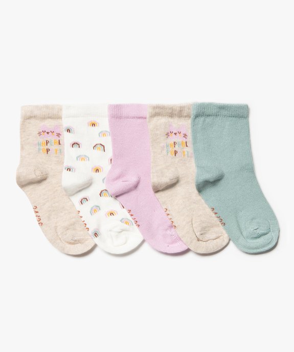 Chaussettes bébé fille à imprimé chat (lot de 5) vue1 - GEMO 4G BEBE - GEMO