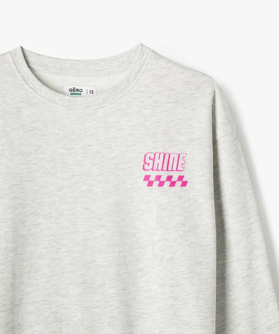 Sweat molletonné avec large motif dos fille vue2 - GEMO 4G FILLE - GEMO