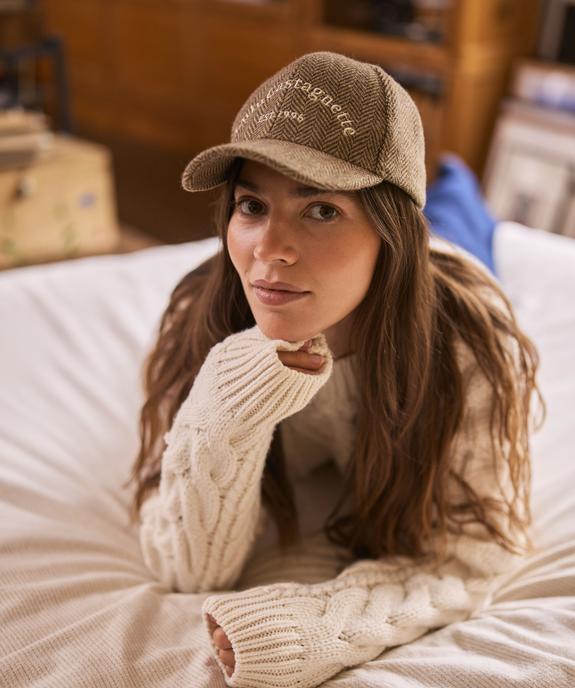 Casquette baseball à chevrons en laine femme - LuluCastagnette vue1 - LULU CASTAGNETT - GEMO