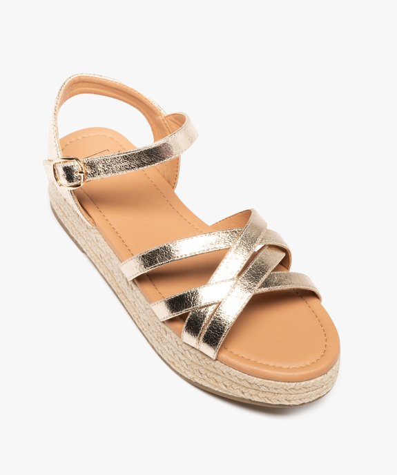 Sandales semelle plateforme en corde et brides croisées brillantes femme vue6 - FOLLOW ME - GEMO