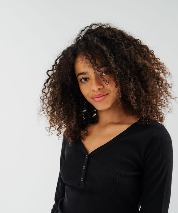 Haut de pyjama à manches longues en maille côtelée femme vue6 - GEMO(HOMWR FEM) - GEMO