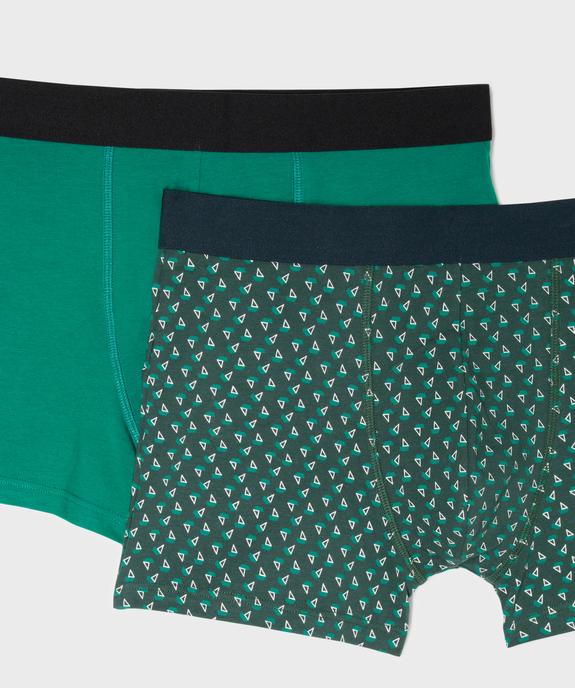 Boxers en coton biologique uni et imprimé homme (lot de 2) vue2 - GEMO 4G HOMME - GEMO