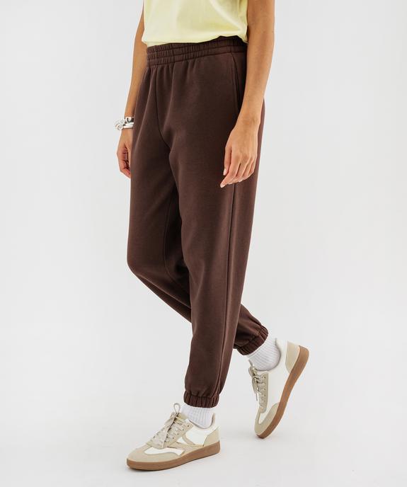 Pantalon de jogging en molleton uni à taille élastiquée femme vue1 - GEMO 4G FEMME - GEMO