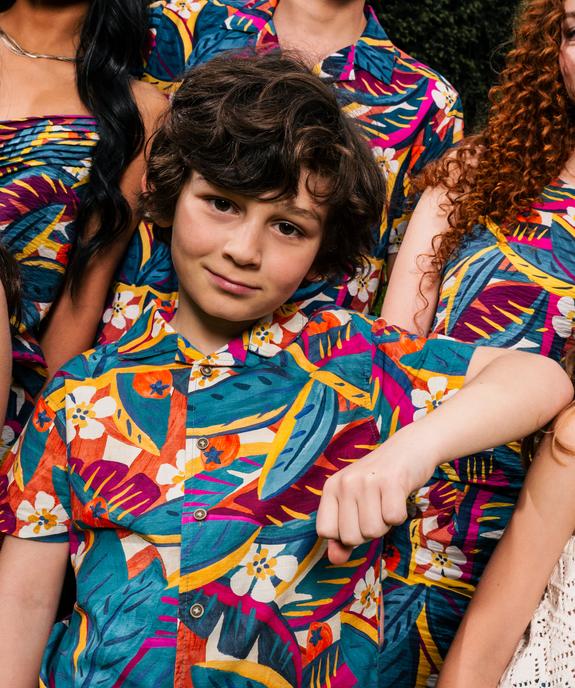 Chemise à manches courtes en coton texturé et imprimé garçon vue1 - GEMO (ENFANT) - GEMO