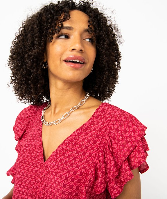 Blouse ample sans manches à col V et volants femme vue2 - GEMO(FEMME PAP) - GEMO