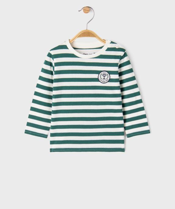 Tee-shirt manches longues à rayures bébé garçon - GEMO 4G BEBE Tee-shirt manches longues à rayures bébé garçon vue1 - GEMO 4G BEBE - GEMO