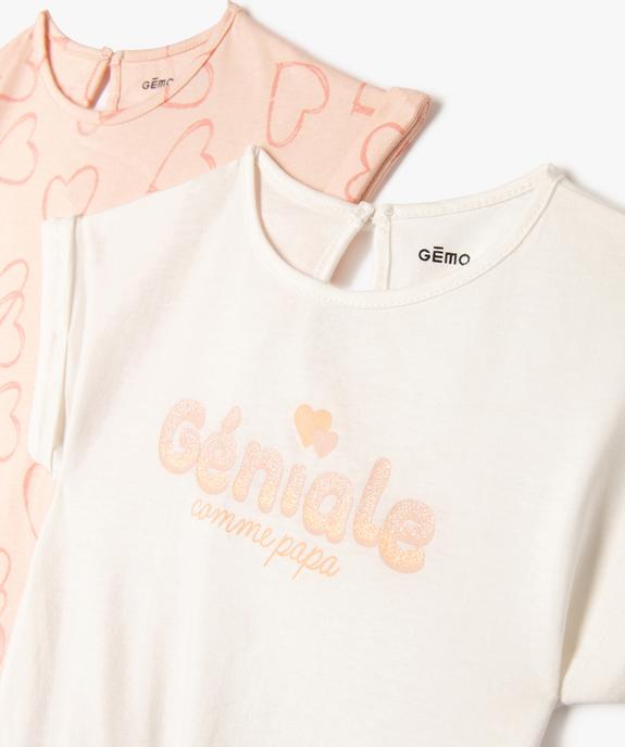 Tee-shirt manches courtes coupe loose bébé fille (lot de 2) vue2 - GEMO(BEBE DEBT) - GEMO