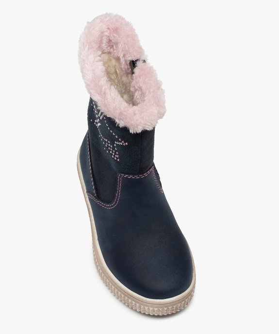 Bottes fourrées fille en suédine motif étoile en strass vue5 - GEMO (ENFANT) - GEMO