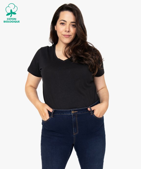 Tee-shirt femme grande taille à manches courtes et col V vue1 - GEMO (G TAILLE) - GEMO