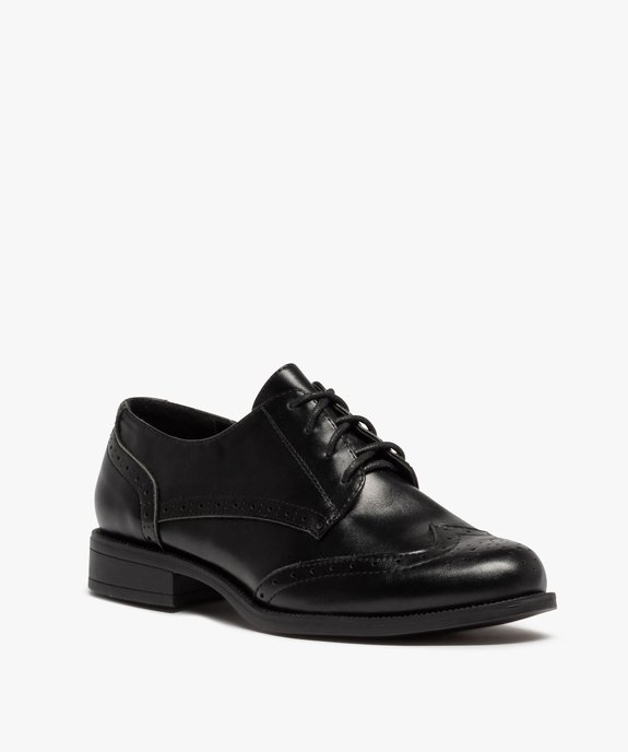 Derbies femme unis à talon plat et bout golf fleuri vue3 - VALENTINA BALDA - GEMO