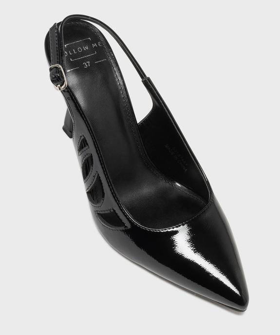 Escarpins slingback vernis à talon fin et détails ajourés - Follow Me vue5 - FOLLOW ME - GEMO