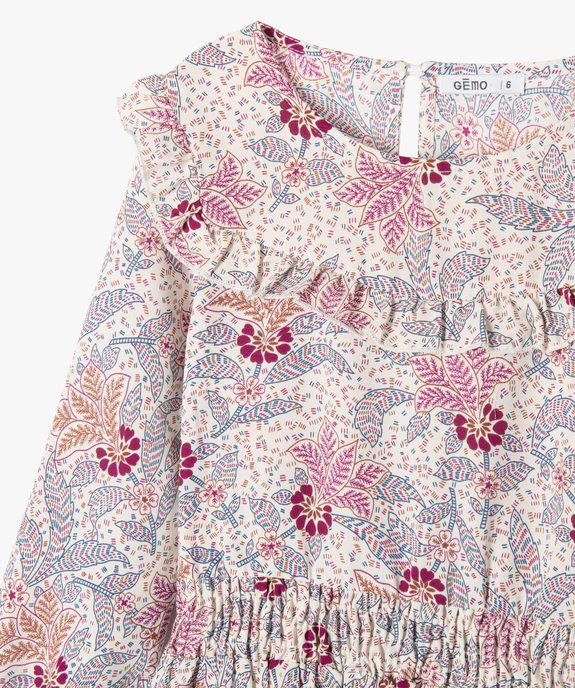 Robe à manches longues à motifs fleuris fille vue3 - GEMO (ENFANT) - GEMO
