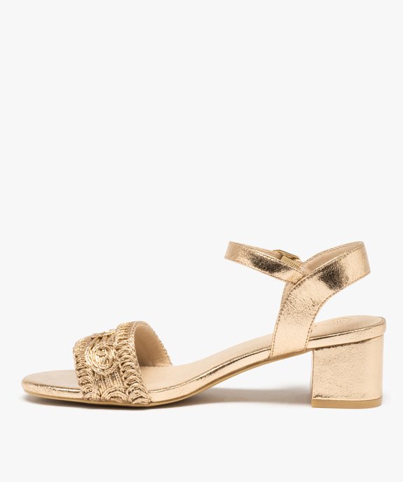Sandales femme à talon carré et brides métallisées fantaisie vue3 - GEMO(URBAIN) - GEMO