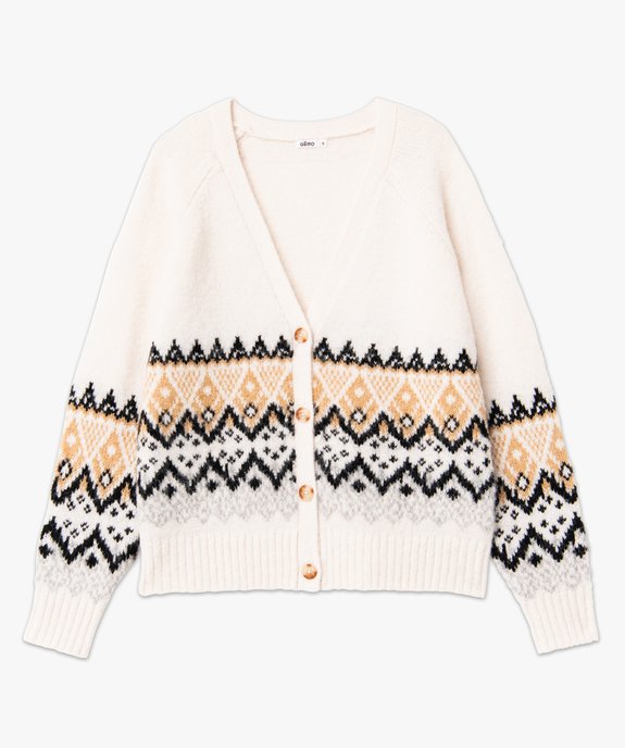 Gilet col V à motif jacquard femme vue4 - GEMO(FEMME PAP) - GEMO