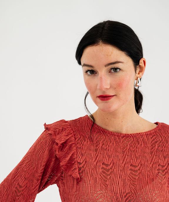 Tee-shirt manches longues en maille ajourée femme vue2 - GEMO(FEMME PAP) - GEMO