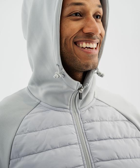Sweat de sport à capuche zippé devant matelassé homme vue2 - GEMO (HOMME) - GEMO