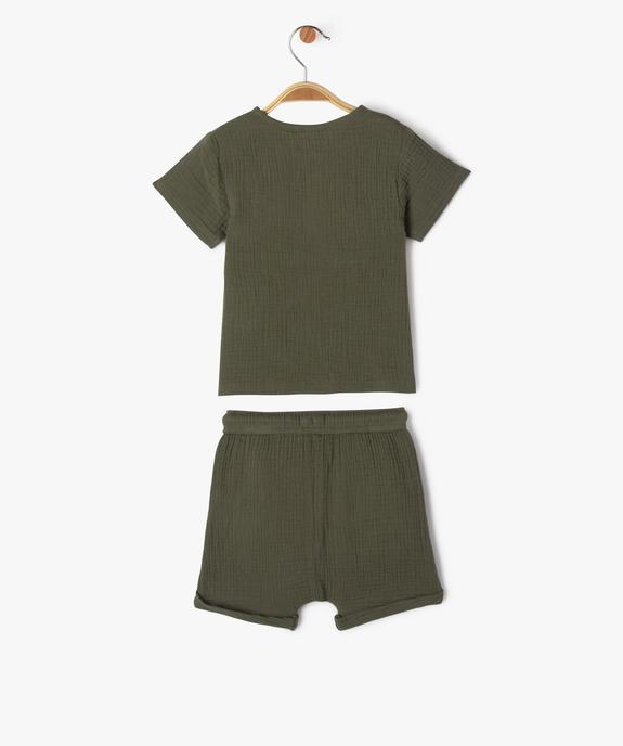 Ensemble 2 pièces en gaze de coton bébé garçon short + tee-shirt vue4 - GEMO(BEBE DEBT) - GEMO