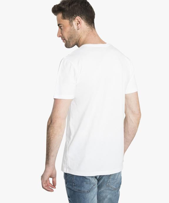 Tee-shirt uni à manches courtes et imprimé coloré vue3 - GEMO (HOMME) - GEMO