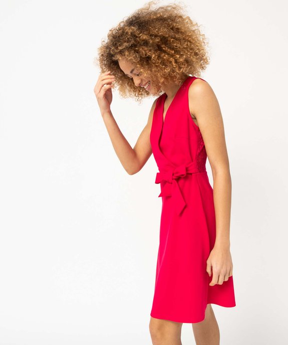 Robe femme avec décolleté cache-coeur et dos dentelle vue2 - GEMO(FEMME PAP) - GEMO