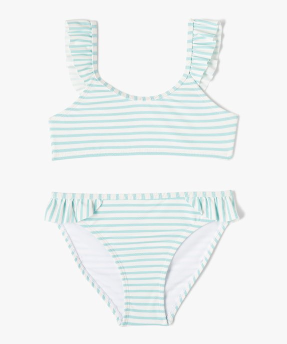 Maillot de bain fille 2 pièces à finitions dentelées et motifs exotiques vue1 - GEMO (ENFANT) - GEMO