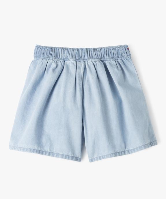 Short en jean large avec broderies fille vue3 - GEMO 4G FILLE - GEMO