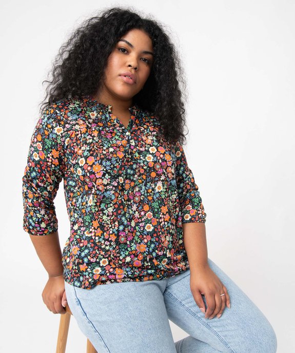 Tee-shirt femme grande taille à manches 3/4 imprimé vue1 - GEMO 4G GT - GEMO