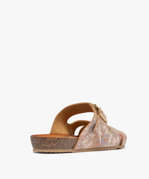 Mules plates avec brides scintillantes en cuir femme vue5 - PIU NATURA - GEMO