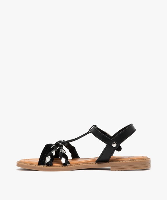 Sandales fille avec brides en cuir contrastantes détail métallisé - Taneo vue3 - TANEO - GEMO