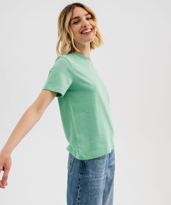 Tee-shirt manches courtes et col rond uni en coton résistant femme vue1 - GEMO(FEMME PAP) - GEMO