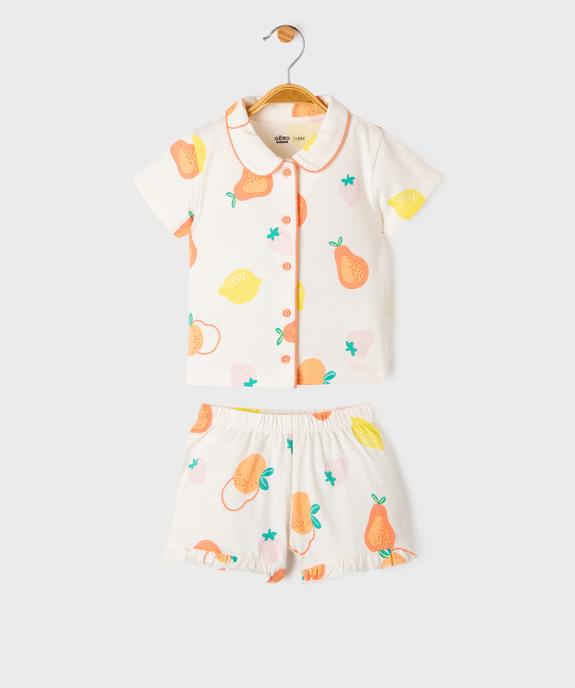 Pyjashort 2 pièces en coton à motifs fruits bébé fille vue1 - GEMO 4G BEBE - GEMO