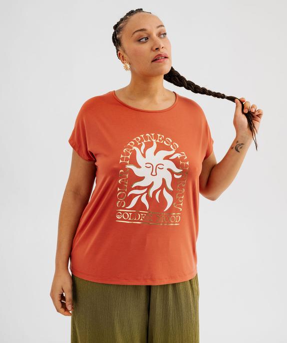 Tee-shirt femme grande taille à manches courtes avec motifs vue4 - GEMO (G TAILLE) - GEMO