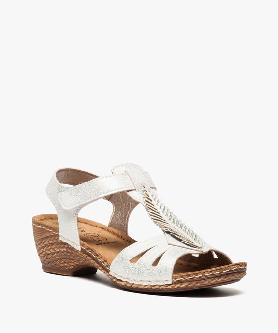 Sandales femme confort dessus pailleté à bride scratch vue2 - GEMO (CONFORT) - GEMO