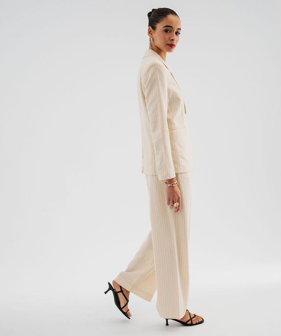 Veste blazer à fines rayures en viscose et lin femme vue4 - GEMO(FEMME PAP) - GEMO