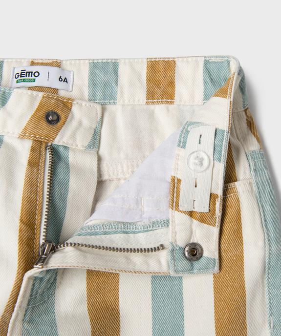 Bermuda skater en coton délavé et rayé garçon vue3 - GEMO 4G GARCON - GEMO