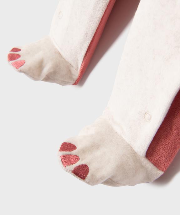 Pyjama en velours ouvert devant motif biche bébé fille vue2 - GEMO 4G BEBE - GEMO