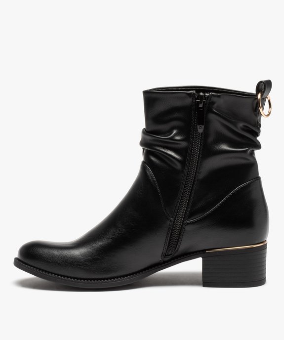 Boots femme unies avec effet drapé et détails métallisés vue3 - GEMO (CASUAL) - GEMO