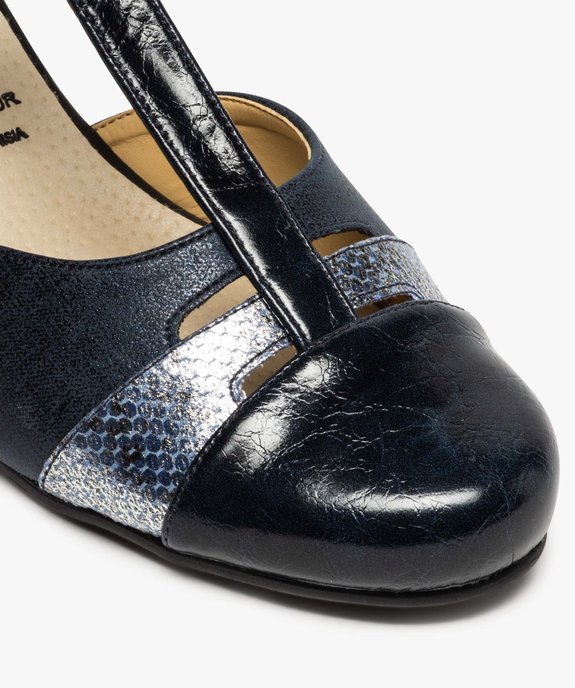 Escarpins femme confort salomés pailletées à talon vue6 - GEMO (CONFORT) - GEMO