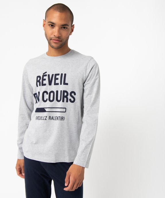 Pyjama à manches longues et pantalon large homme vue2 - GEMO 4G HOMME - GEMO
