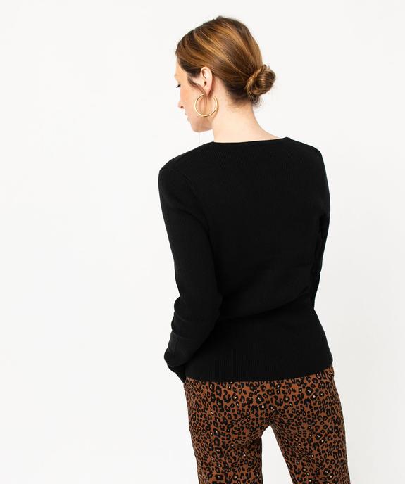 Gilet col V en maille côtelée coupe ajustée femme vue3 - GEMO(FEMME PAP) - GEMO